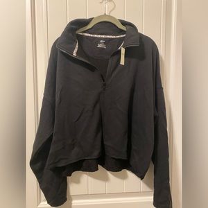 NWT Aerie Black Quarter Zip Cropped Top